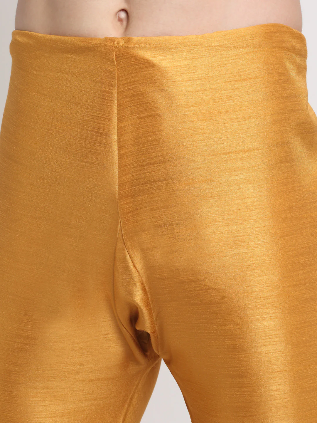 KRAFT INDIA Men's Silk Mustard Kurta Churidar with Nehru Jacket Set - Image 18