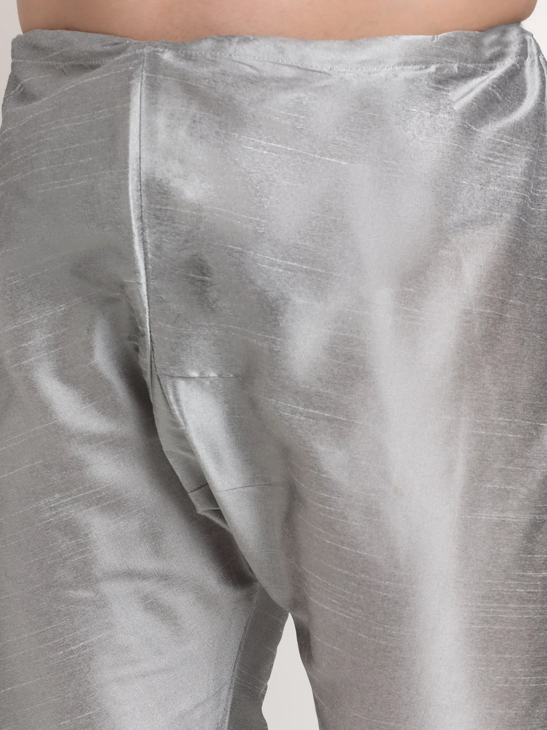 KRAFT INDIA Mens Silver Silk Blend Kurta and churidar with embroided Nehru jacket - Image 16