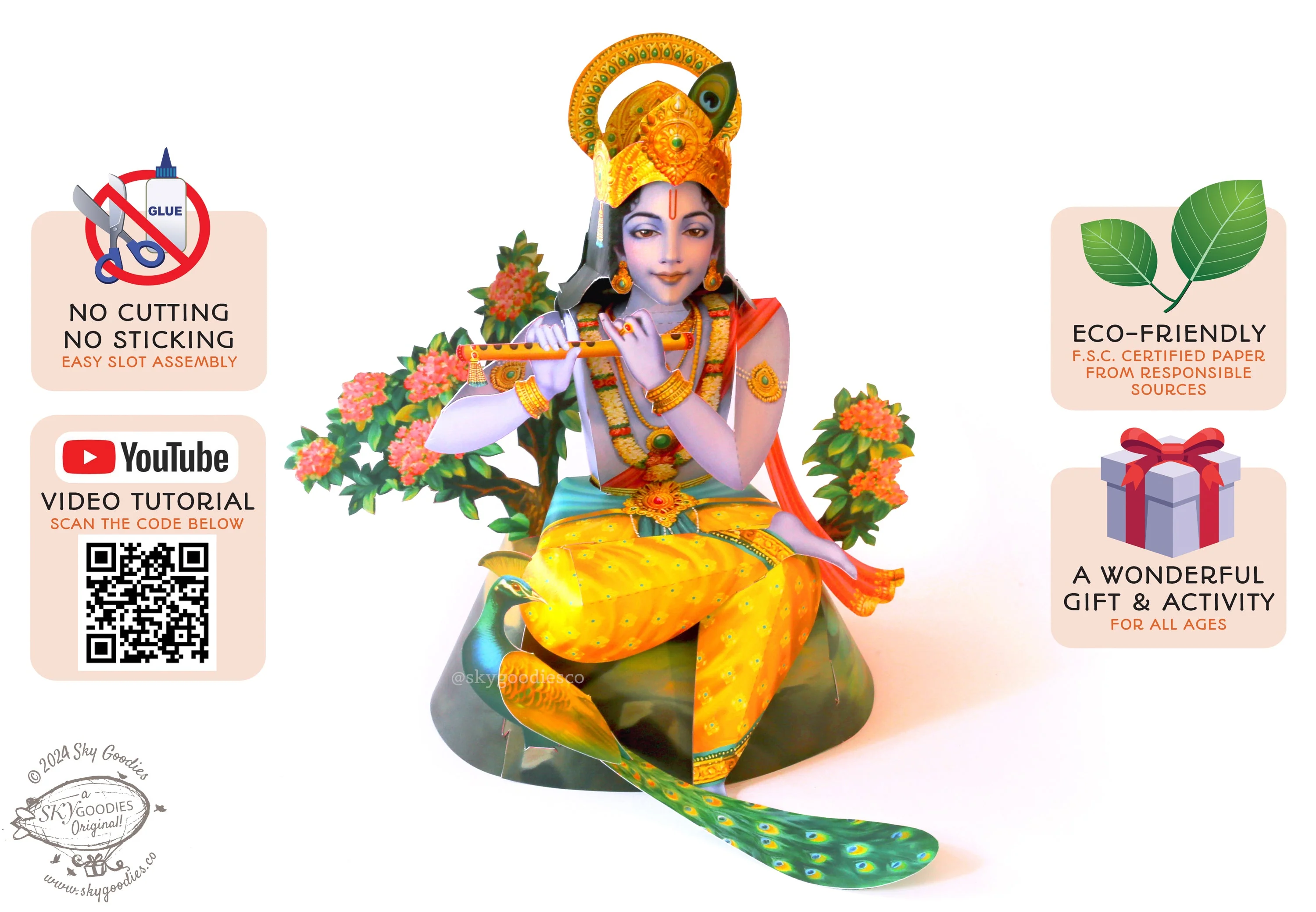 Krishna Janmashtami Combo Saver 2 - DIY Krishna + Mandir + 2 Banana Trees - Image 3