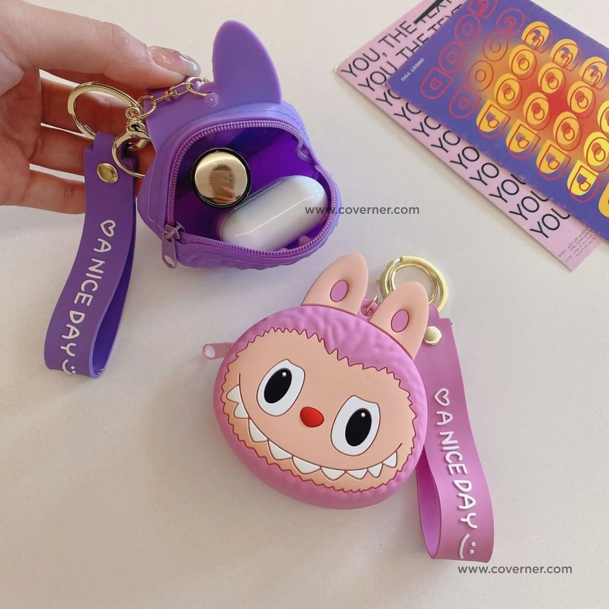 Labubu Silicone Purse Wallet & Cute Cartoon Mini Storage Bag - Strap Series BOOM - Image 7