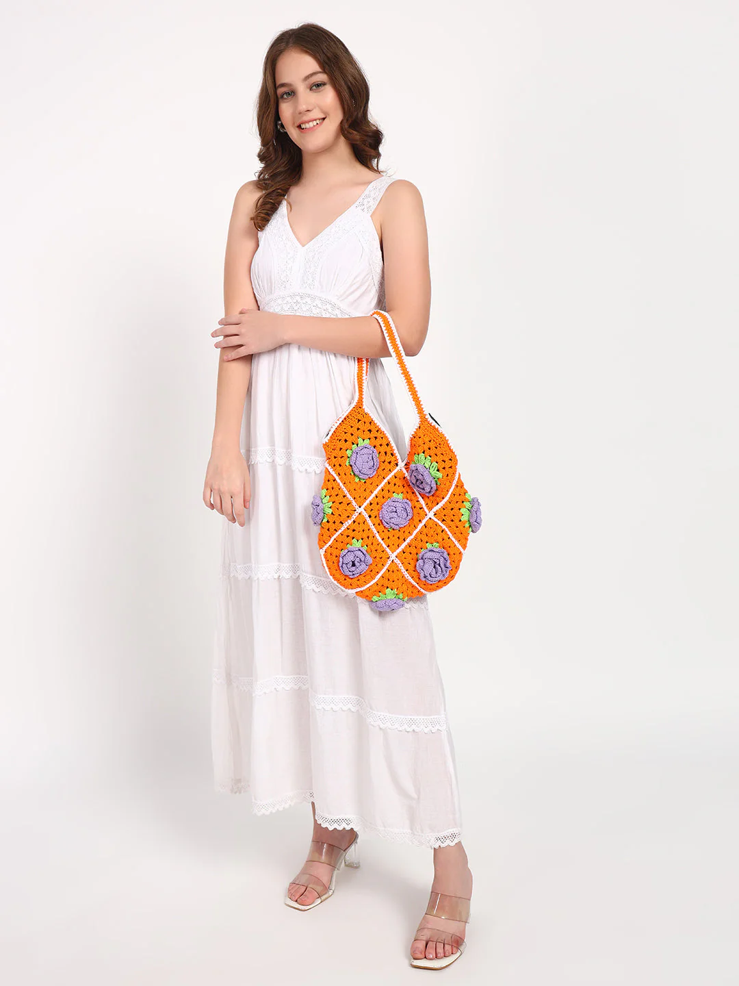 Lara Crochet Handmade Bag - OrangePurple - Image 6