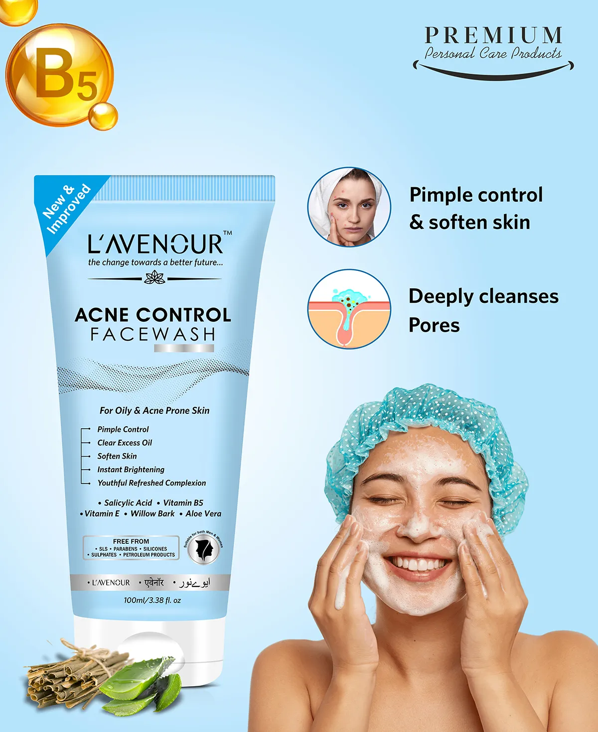 L'avenour Acne Control Face Wash - 100 ml - Image 3