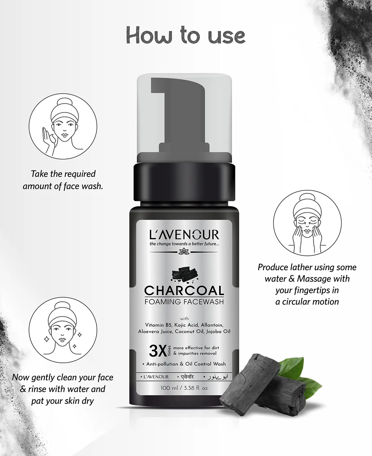 L'avenour Charcoal Foaming Face Wash - 100ml - Image 5