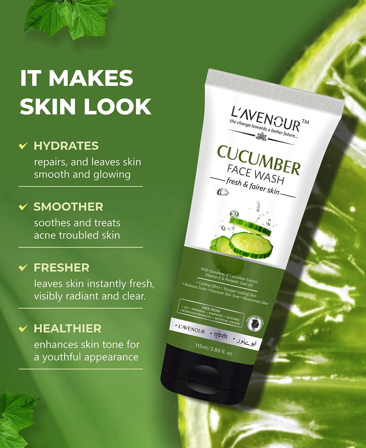 L'avenour Cucumber Face Wash - 115ml - Image 3