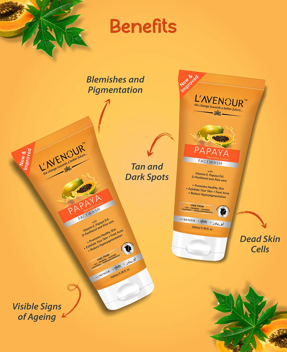 L'avenour Papaya Blemishes Control Face Wash - 100ml - Image 3