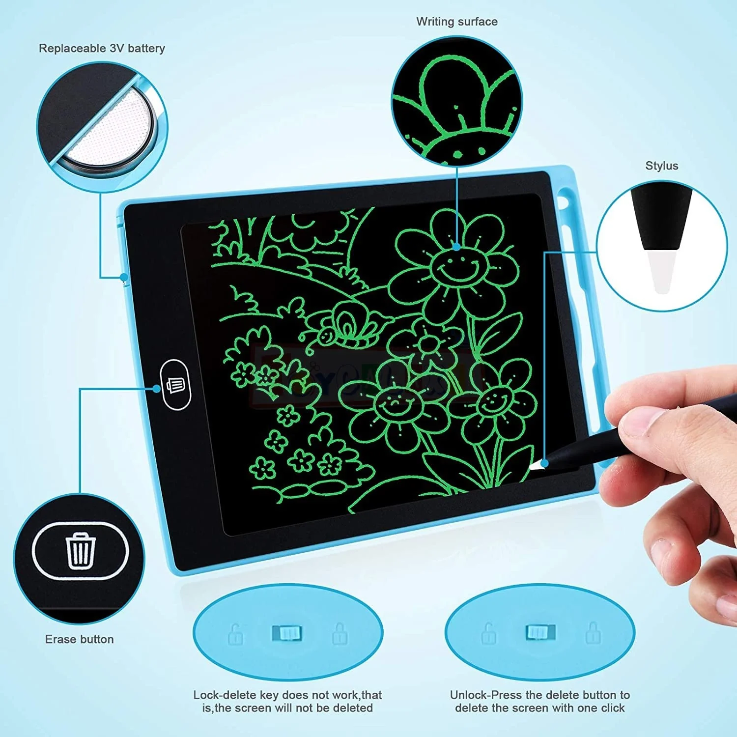 LCD Portable Writing Pad Tablet 8.5 Inch (Random Colour) - Image 6
