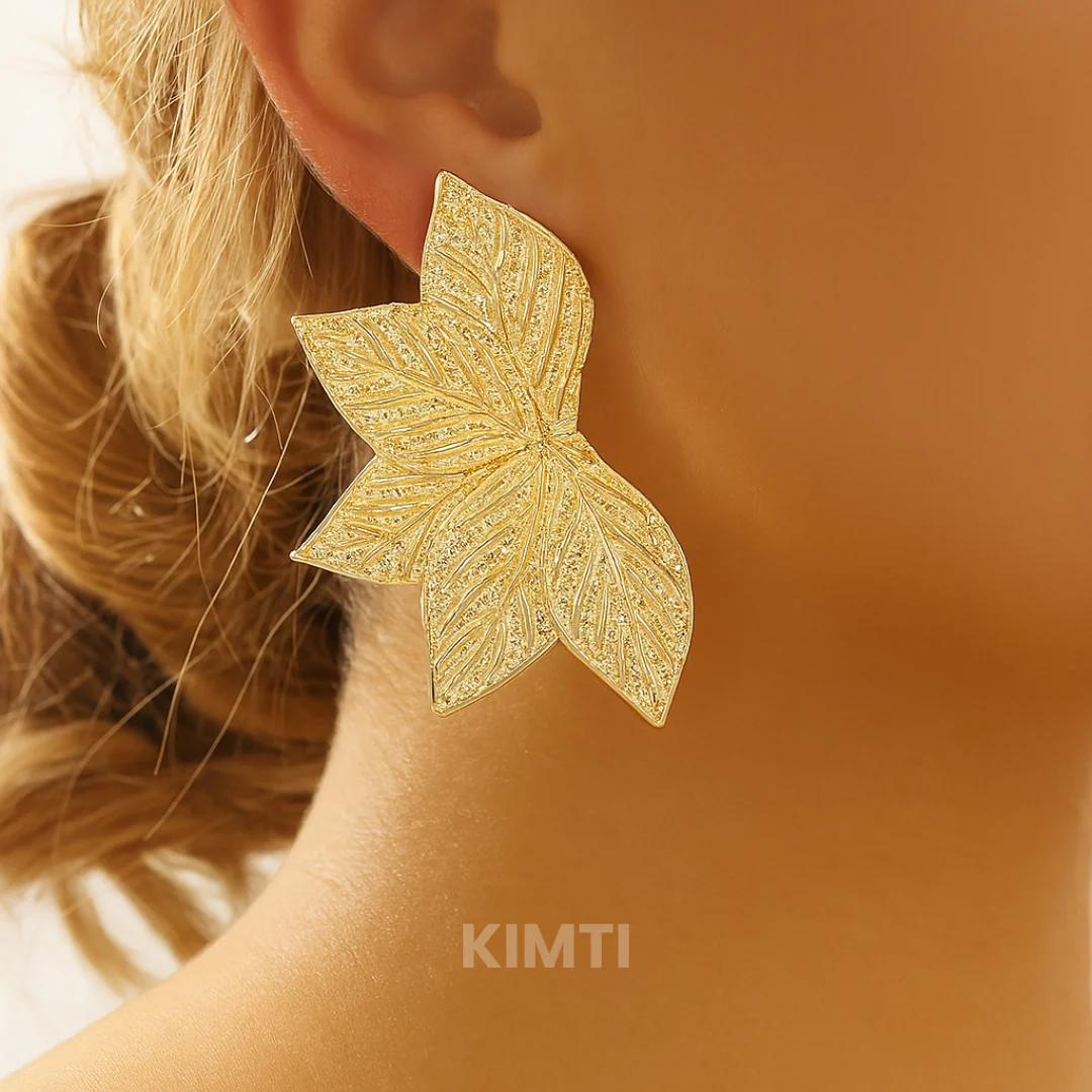 Leaf Charm Golden Earring - Image 2