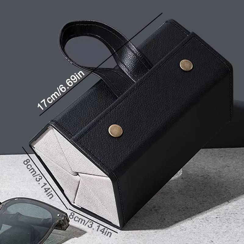 Leather Foldable Sunglasses Organizer Hanging storage box For Travel And Events 1pc - Image 3