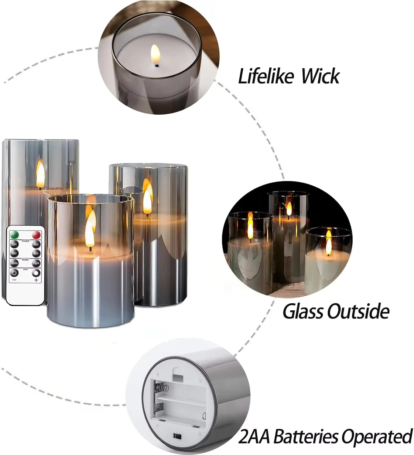 LED Flameless Candles With Remote Control Flickering Candles For Outdoor And Indoor Home Decor, Parties Pack of 3 - Image 4