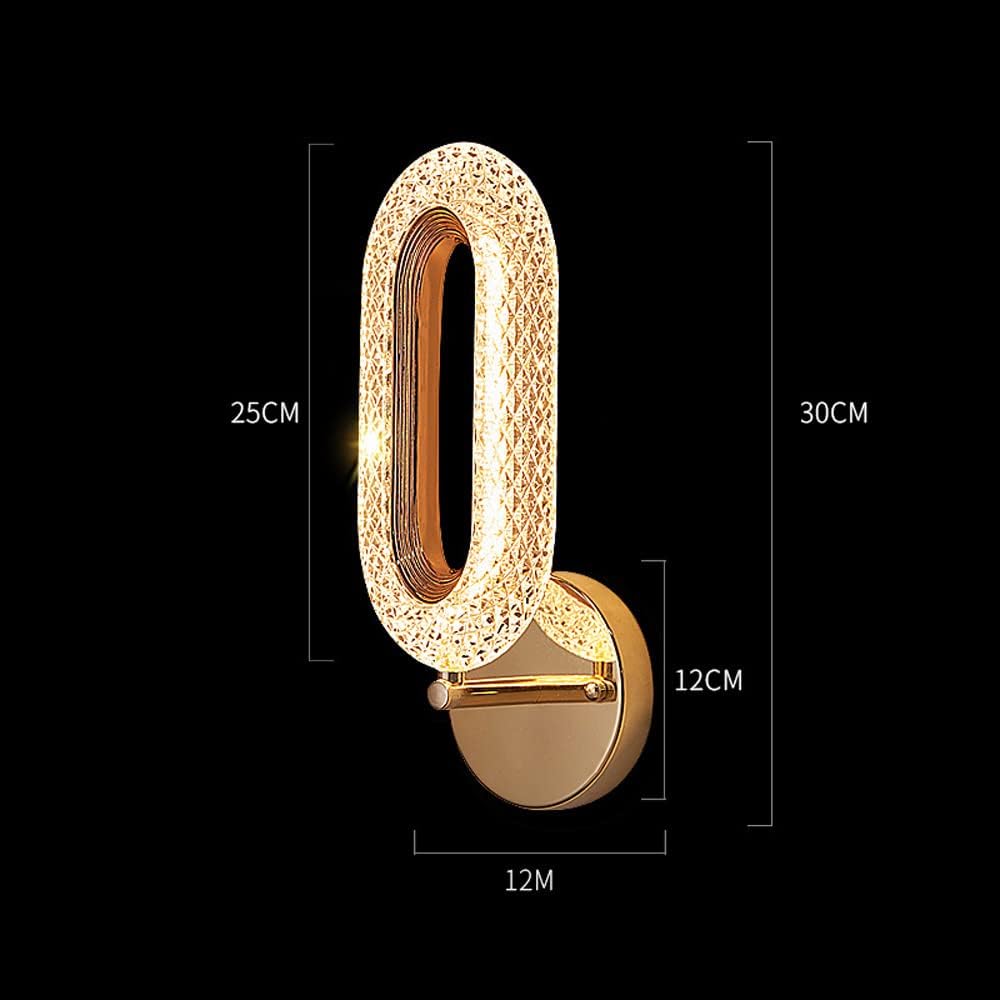 Led Glass Crystal Oval Golden Metal Wall Light - Image 5