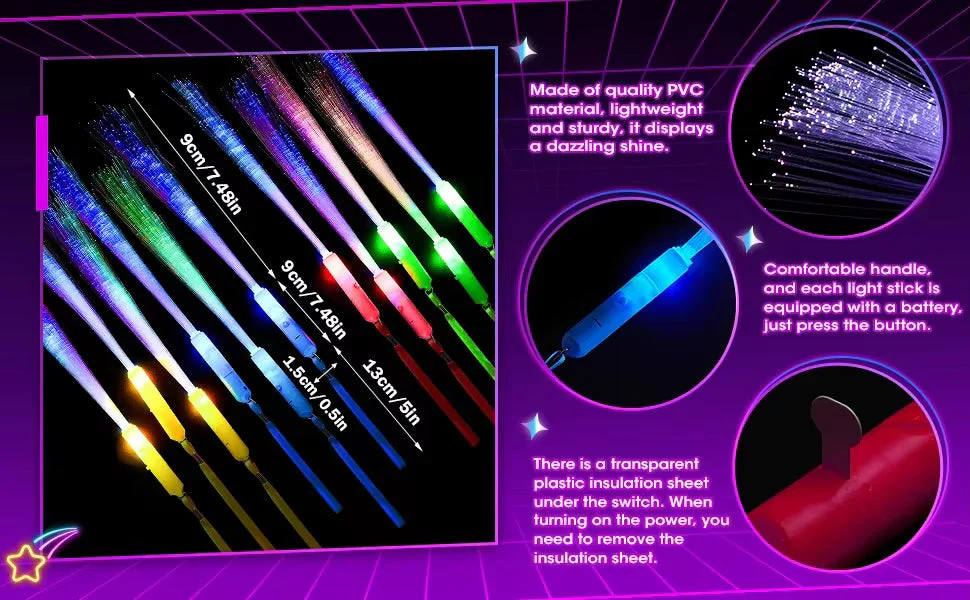LED Glow Fiber Wand Sticks Glow-In-The-Dark Fiber Optic Party Props  1pc - Image 2