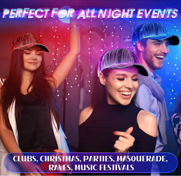 LED Hat Light up Baseball Cap 7 Colors Luminous LED Light Baseball Cap Flash Glow Hat Fiber Optic Cap for Men Women Glow in Dark Party Supplies - Image 7