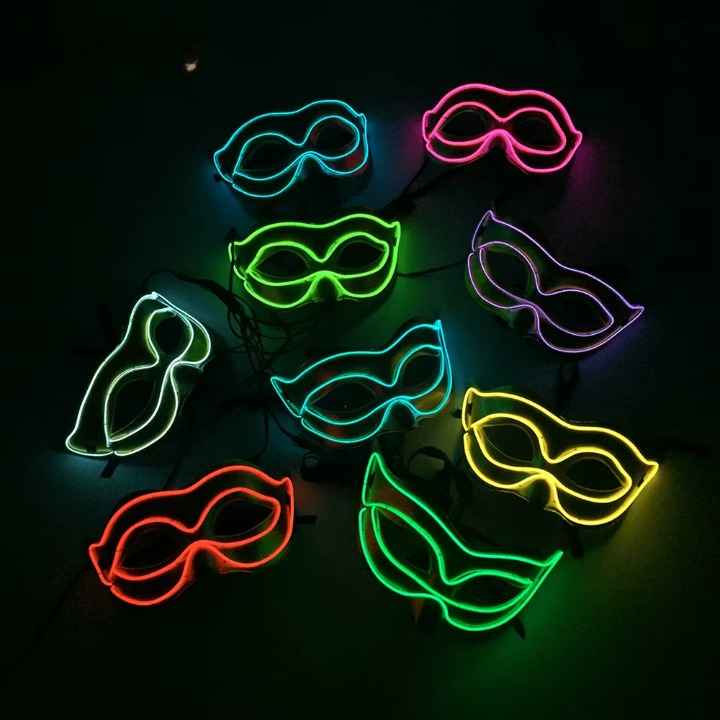 Led Masquerade Eye Mask EL Wire Light up Carnival Party Eyeglass 1pc - Image 3