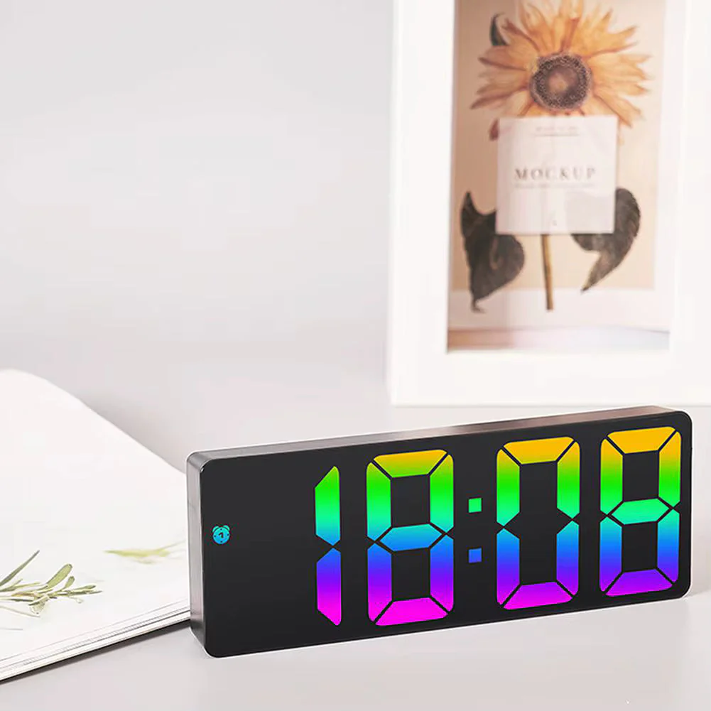 LED Mirror Digital Alarm Clock 12/24 Hour With Snooze Function For Travel And Bedside 1pc - Image 3