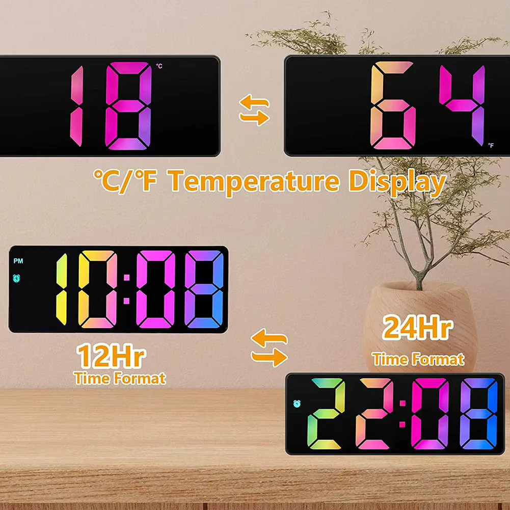 LED Mirror Digital Alarm Clock 12/24 Hour With Snooze Function For Travel And Bedside 1pc - Image 4
