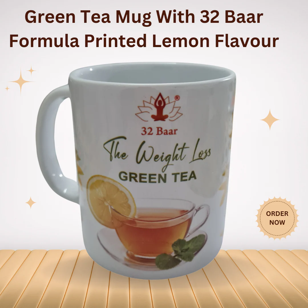 Lemon Green Tea Mug With 32 Baar Formula Printed on It - Image 3