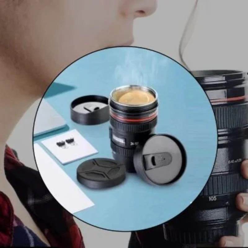 LensBrew: DSLR Camera Lens Coffee Mug with Lid & Stainless Steel Insulated Interior for Hot & Cold Drinks - Image 3