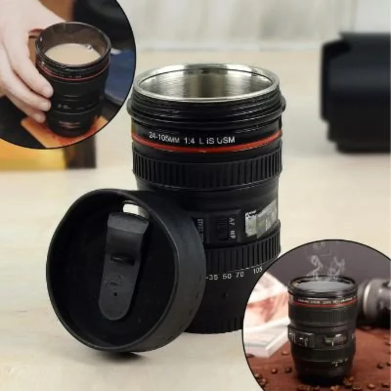 LensBrew: DSLR Camera Lens Coffee Mug with Lid & Stainless Steel Insulated Interior for Hot & Cold Drinks - Image 5
