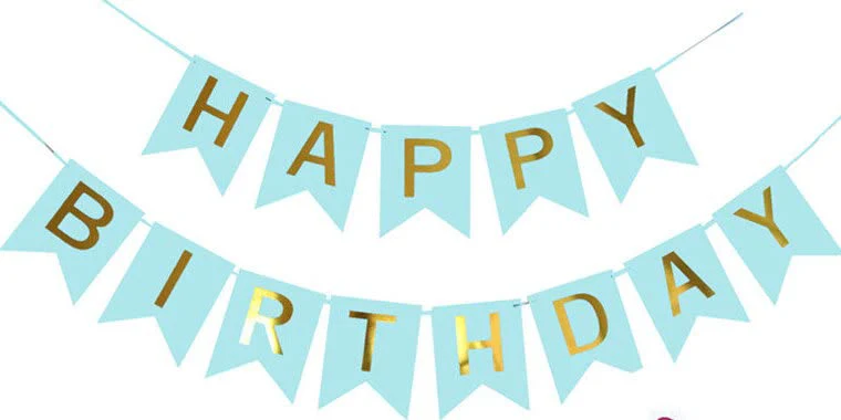 Light Blue Happy Birthday Banner And Pastel Blue Metallic Balloons (Pack of 30) - Image 2