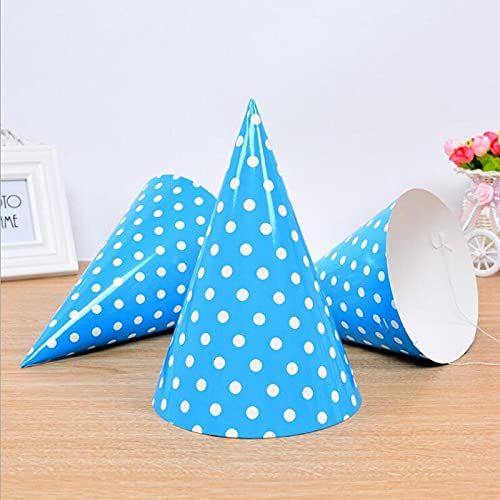 Light Blue Polka Dot Happy Birthday Party Hat (Pack of 10) - Image 2