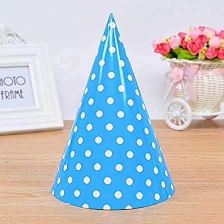 Light Blue Polka Dot Happy Birthday Party Hat (Pack of 10) - Image 3