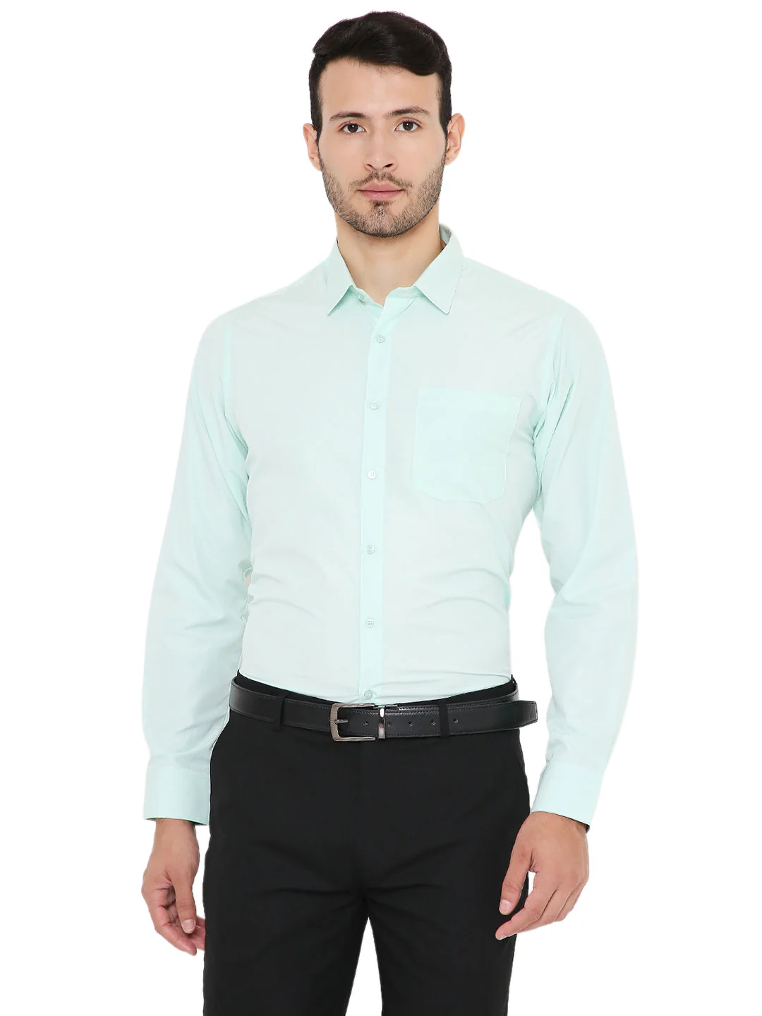 Light Green Solid | Slim Fit | Formal Shirt - Image 8