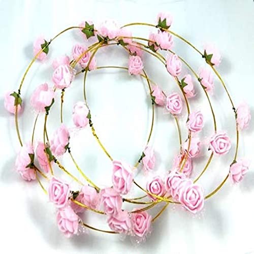Light Pink Flower Tiara Crown Headband - Image 2