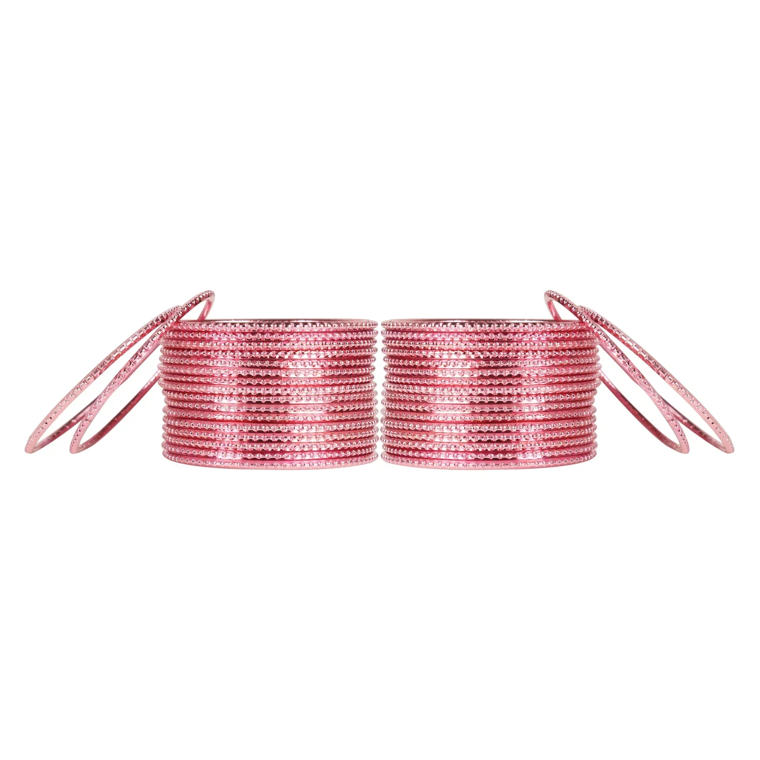Light Pink Metal Bangles Set (36 Pcs) – Soft & Stylish Jewelry - Image 2