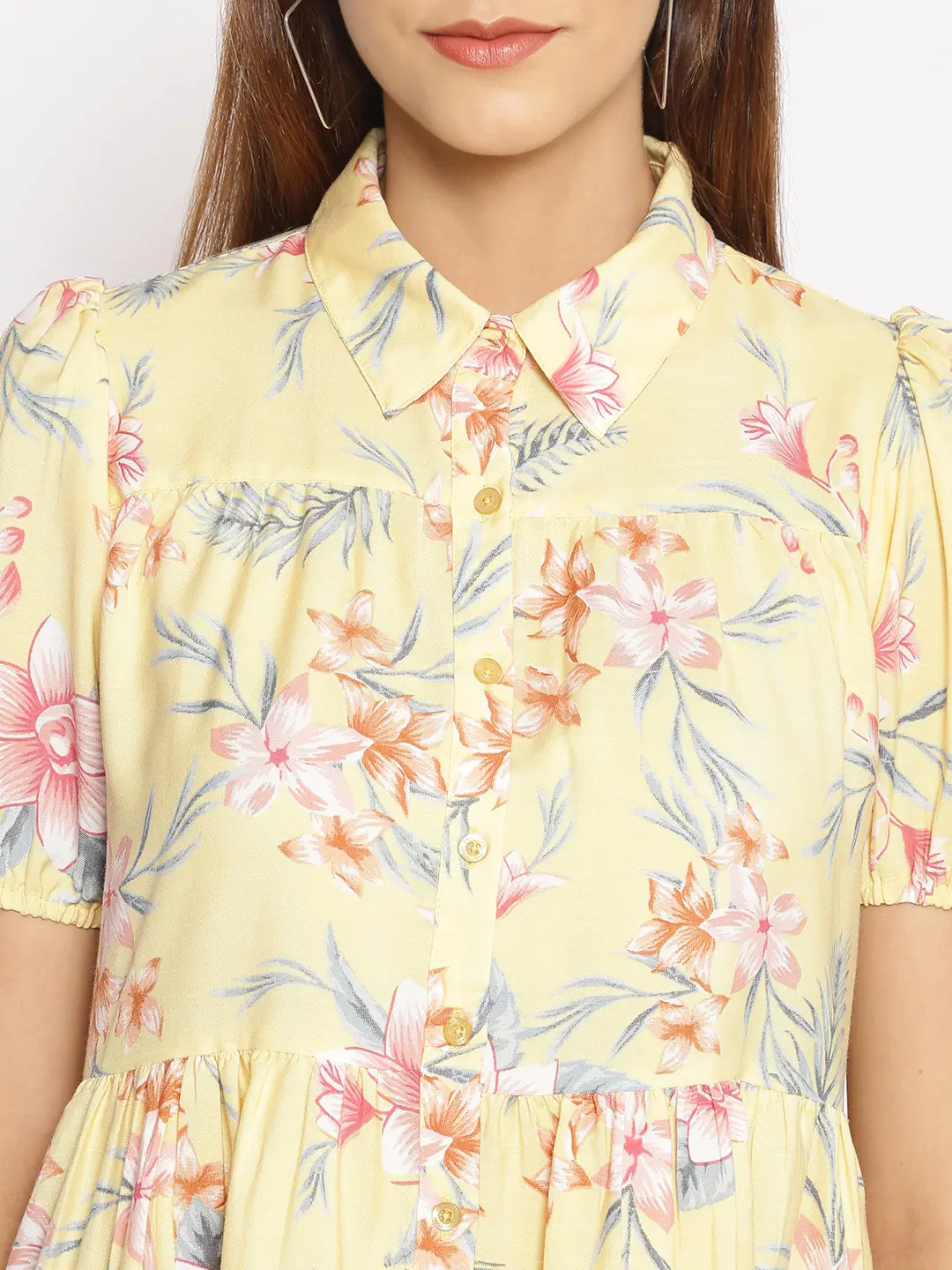 Light Yellow Floral Print Tunic - Image 6