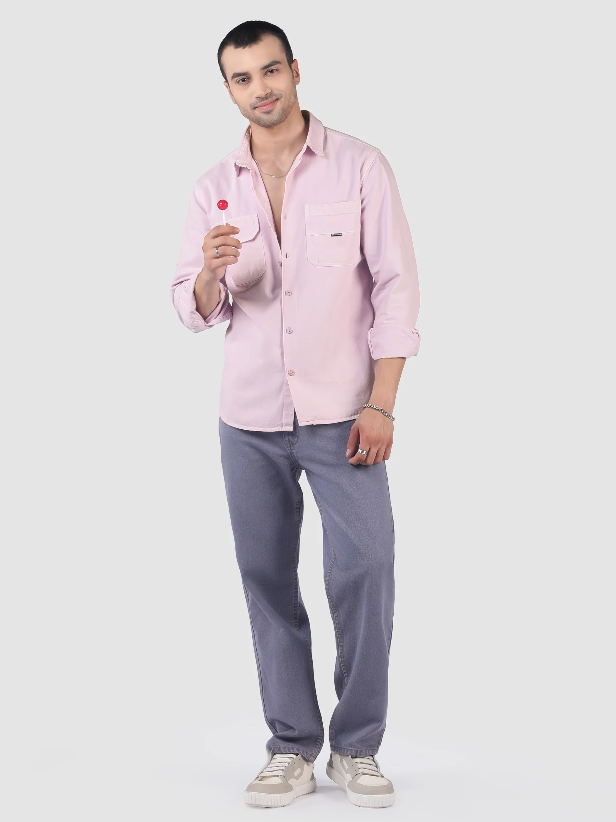 Lilac Dual Over Dyed Patch Pocket Shirt - Image 5