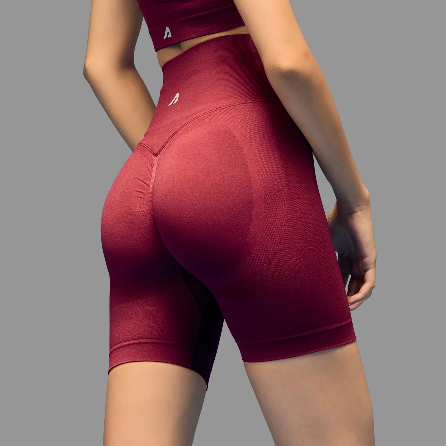 Limitless Snatched high waisted ruched back shorts - Maroon - Image 3