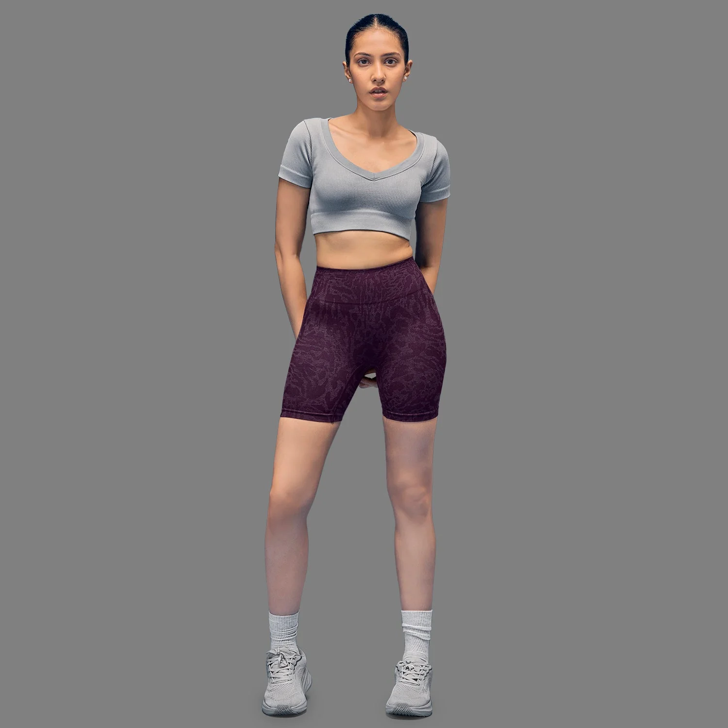 Limitless snatched high waisted ruched back shorts - Wine - Image 2