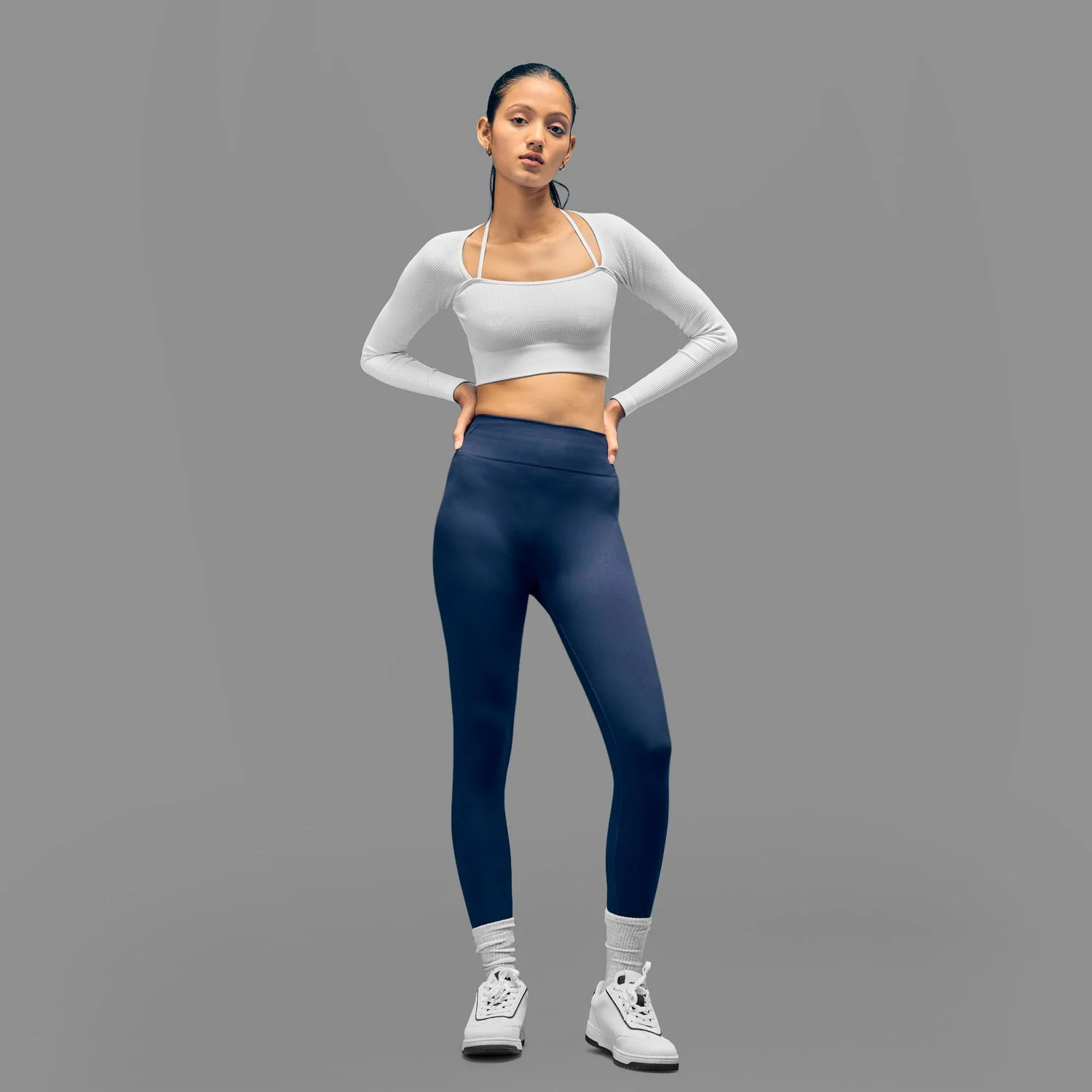 Limitless snatched ribbed waistband & Ruched back legging - NAVY BLUE - Image 3