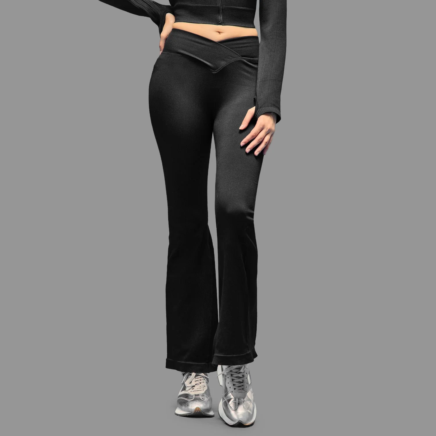 Limitless snatched Ruched back Flare Pants- Black - Image 4