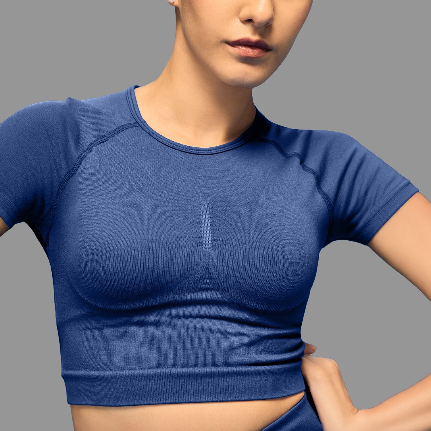 Limitless snatched Short sleeved crop top- Navy Blue - Image 6