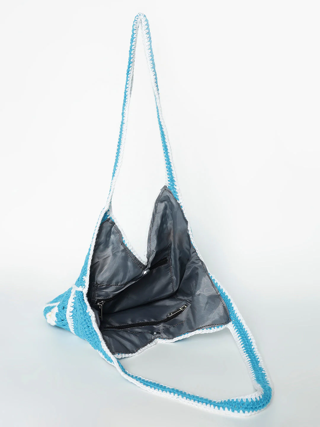 Lina Crochet Handmade Handbag - BlueWhite - Image 6