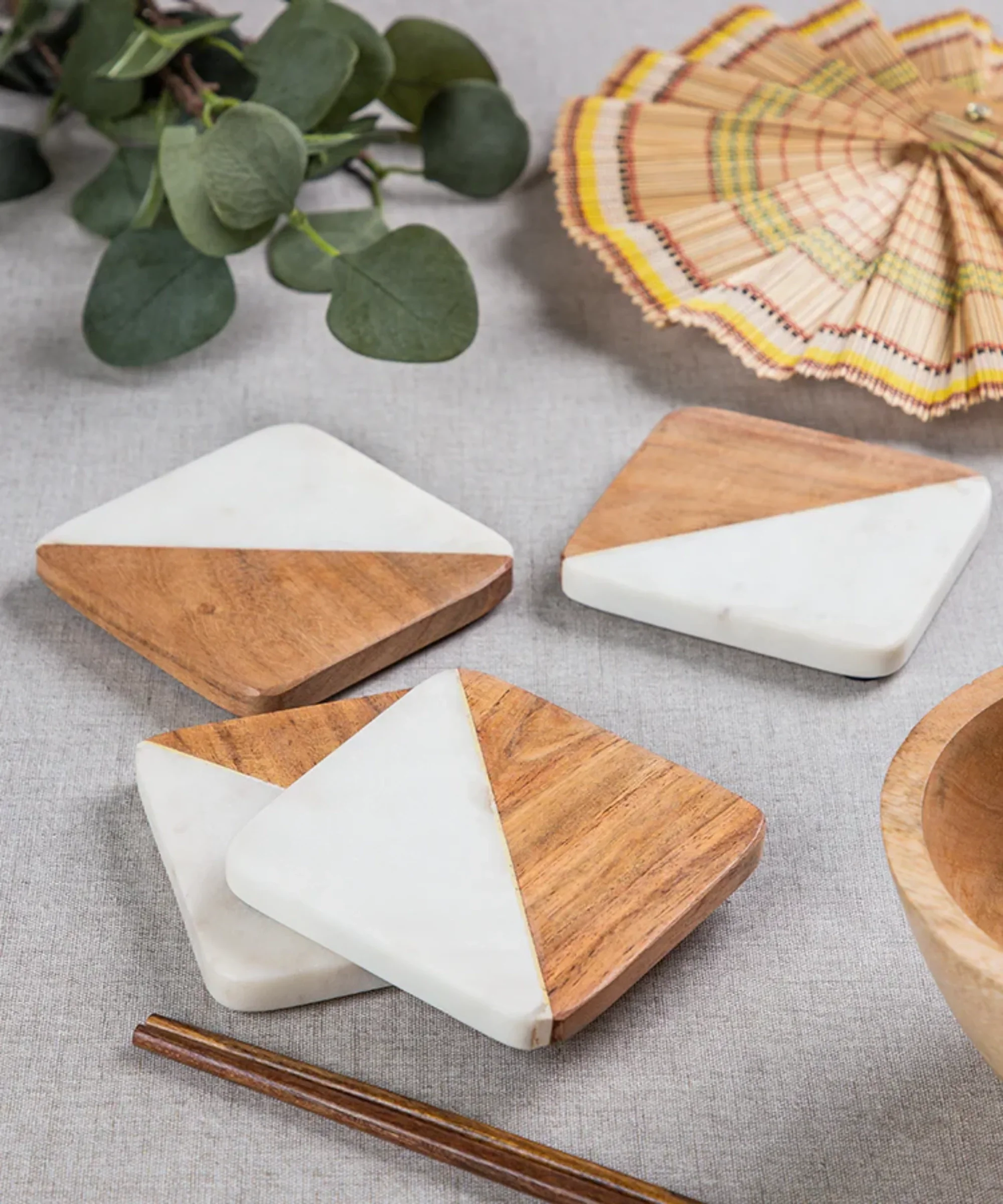 Linea Marble Wood Coasters - Image 2
