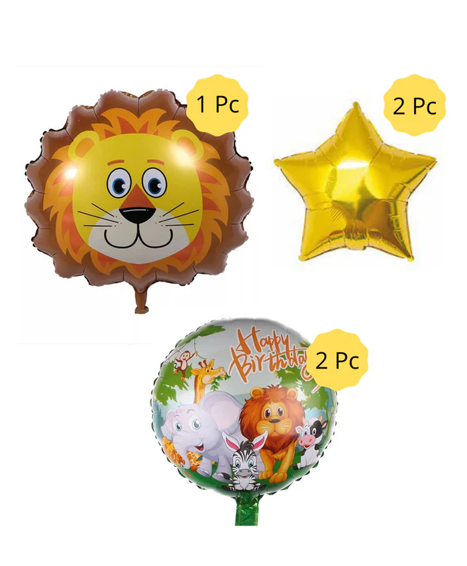 Lion Jungle Animal Themed Foil Balloon Set (Multicolor) (Pack of 5) - Image 2