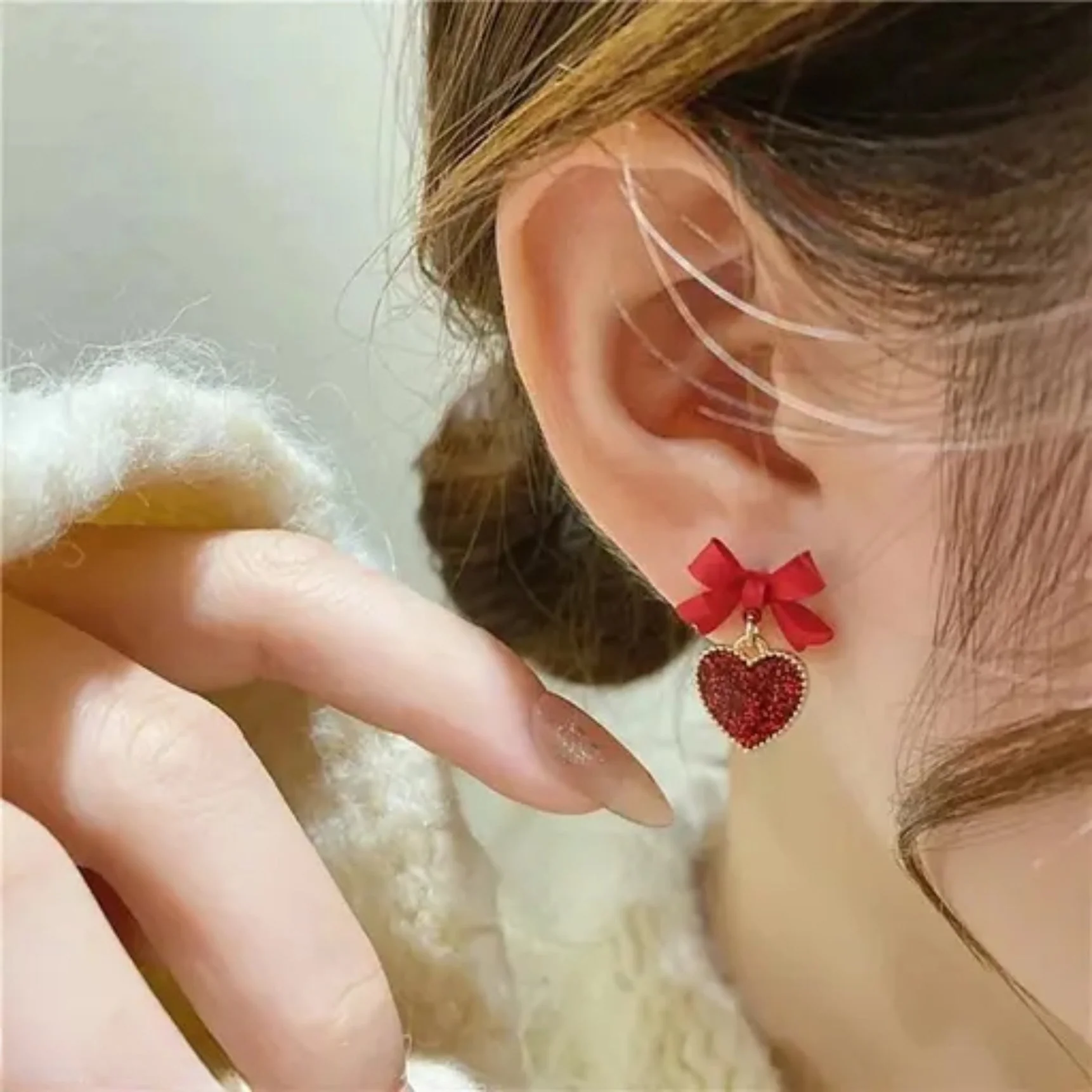 Listen to Your Heart Red Drop Earring - Image 3
