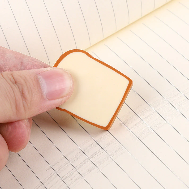 Loaf: 4-Piece Toast Bread Eraser Set – Cute & Fun Stationery for Students & Office Use (Pack of 3) - Image 3