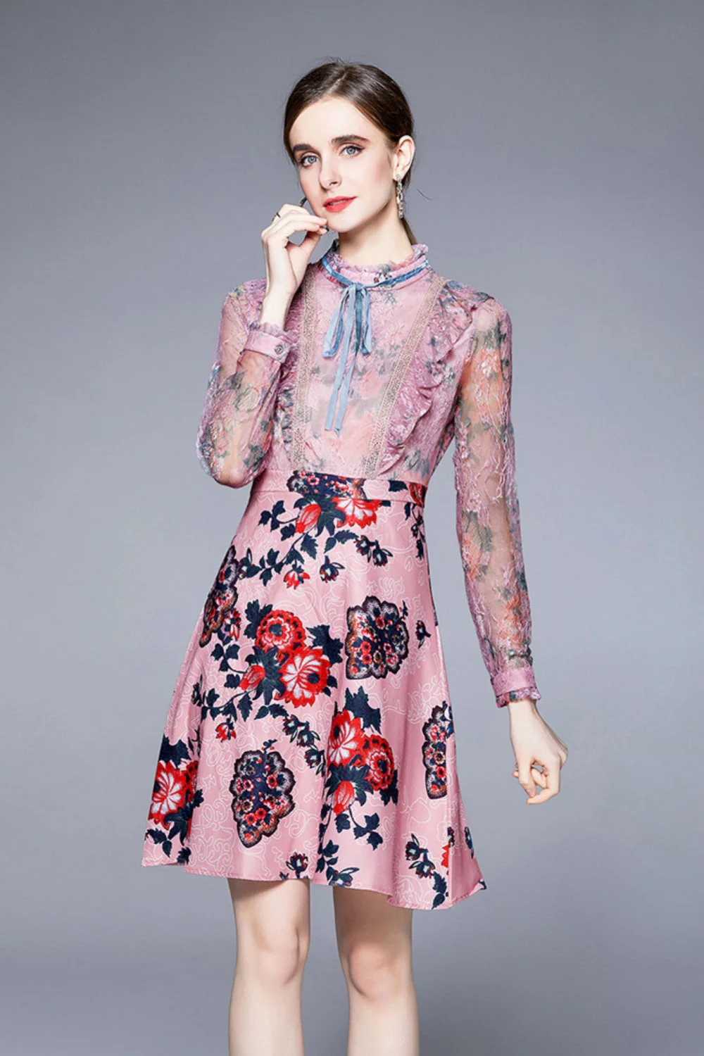 London Ruffle Printed Short Dress - Image 5