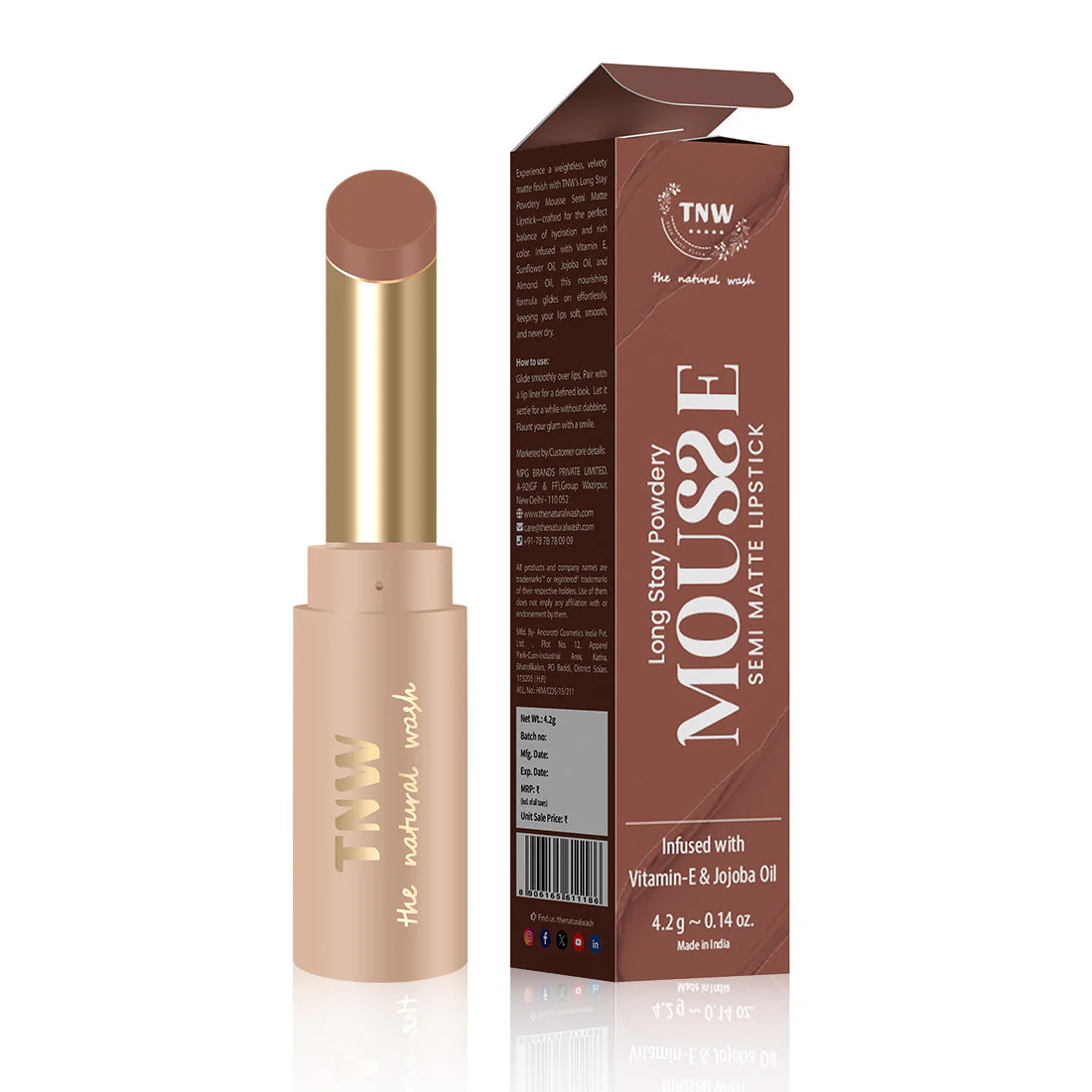 Longstay Powdery Mousse Semi Matte Lipstick | Brown | Intense Color, Lightweight Comfort B3P1 - Image 2