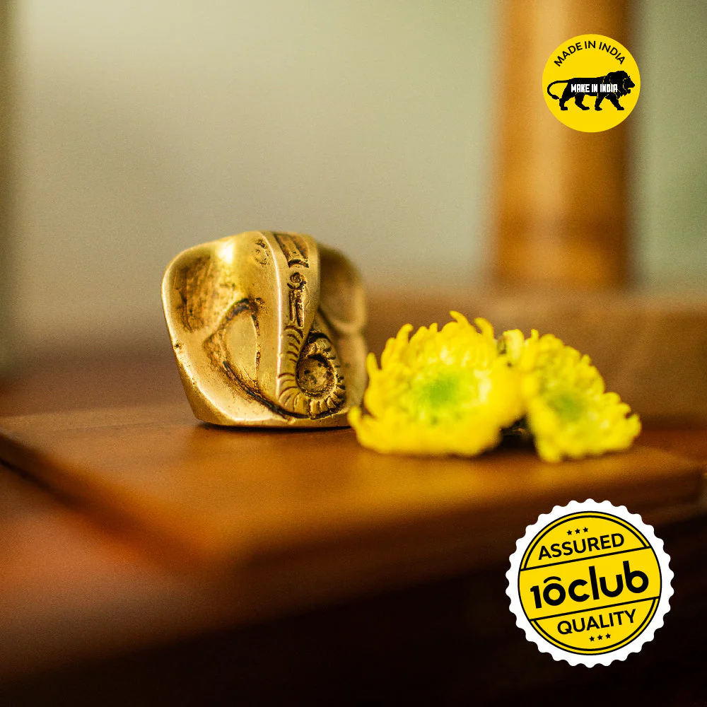 Lord Baby Ganesh Idol | 100% Pure Brass | Antique Finish - Image 2