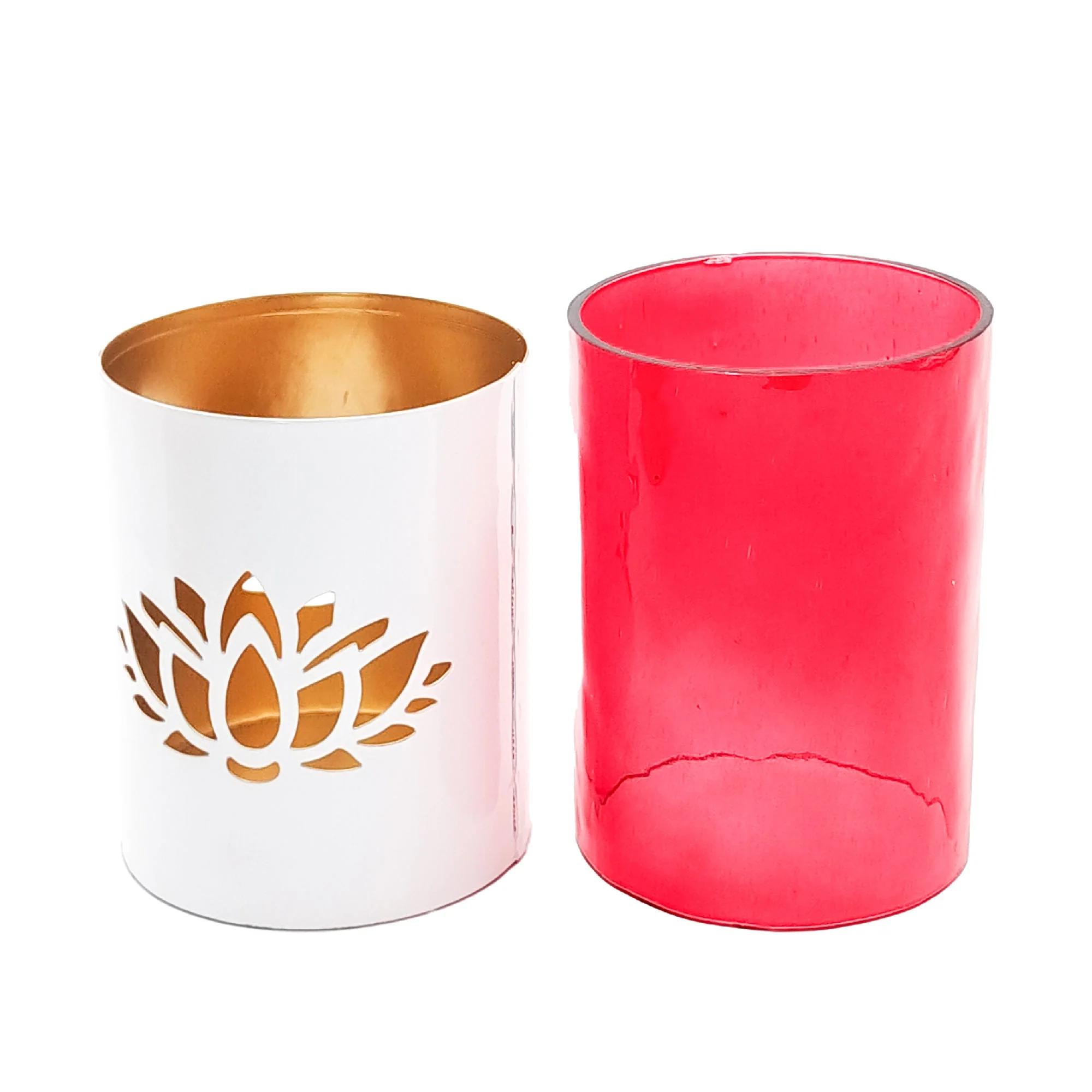 Lotus Cut Metal Glass Votive - Image 6