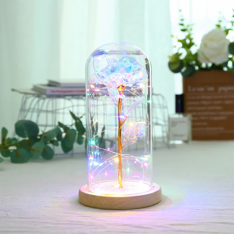 LoveBloom: Forever Glass Rose with Built-in Fairy Lights - Crystal Diamond Cut Rose for Romantic Gifting for Girlfriend & Home Décor - Image 7
