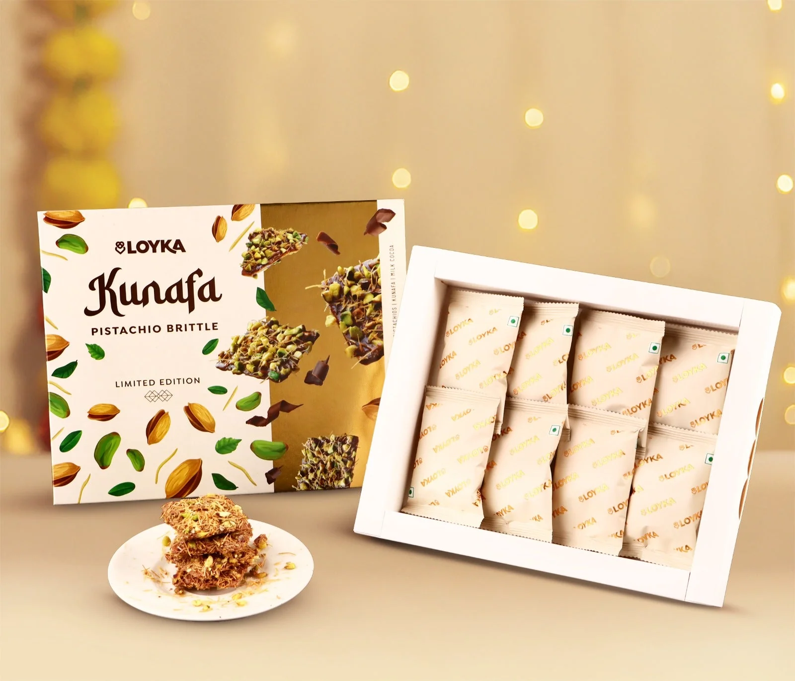 Loyka Kunafa Pistachio Brittle (7 pcs) & Almond Brittle Gold (1 pc) - Image 7