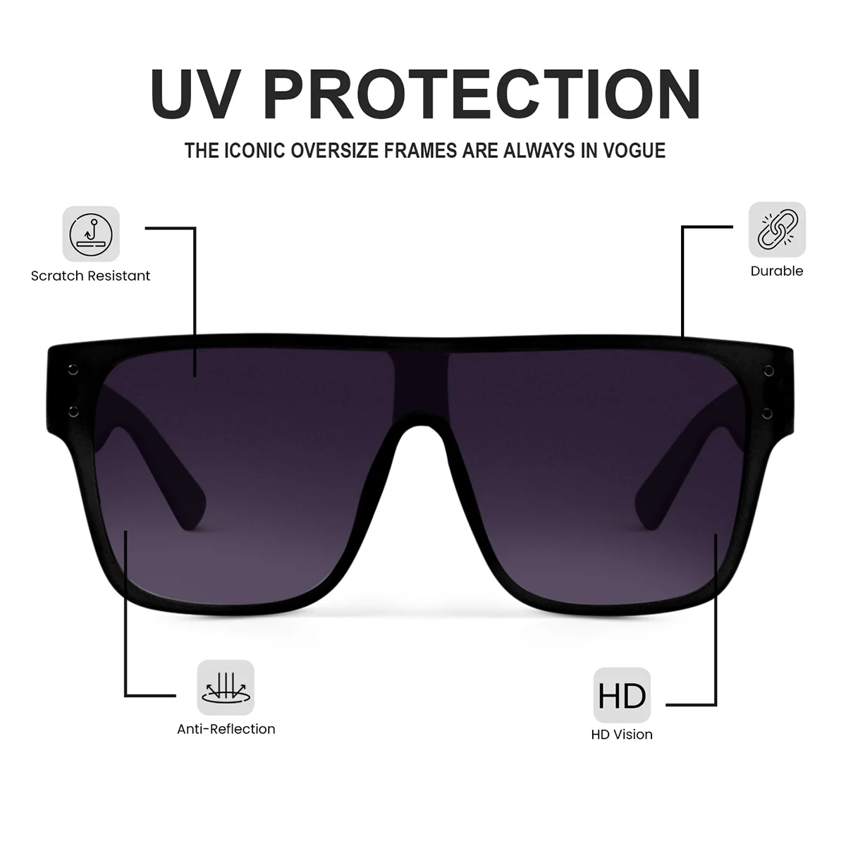 Luminary Black Oversize Sunglasses - Image 5