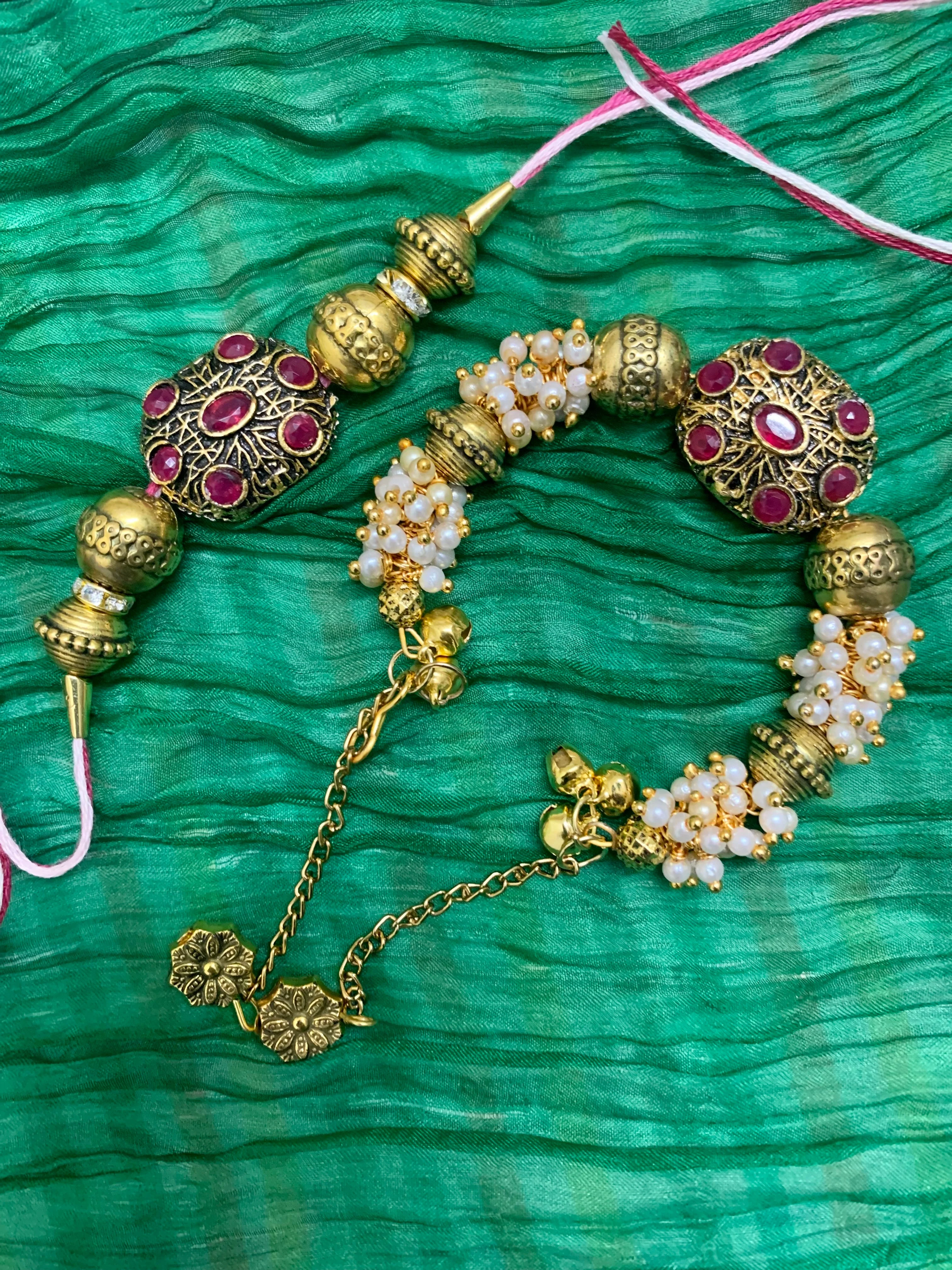 Luminous Floral Bhaiya Bhabhi Rakhi Set - Image 2