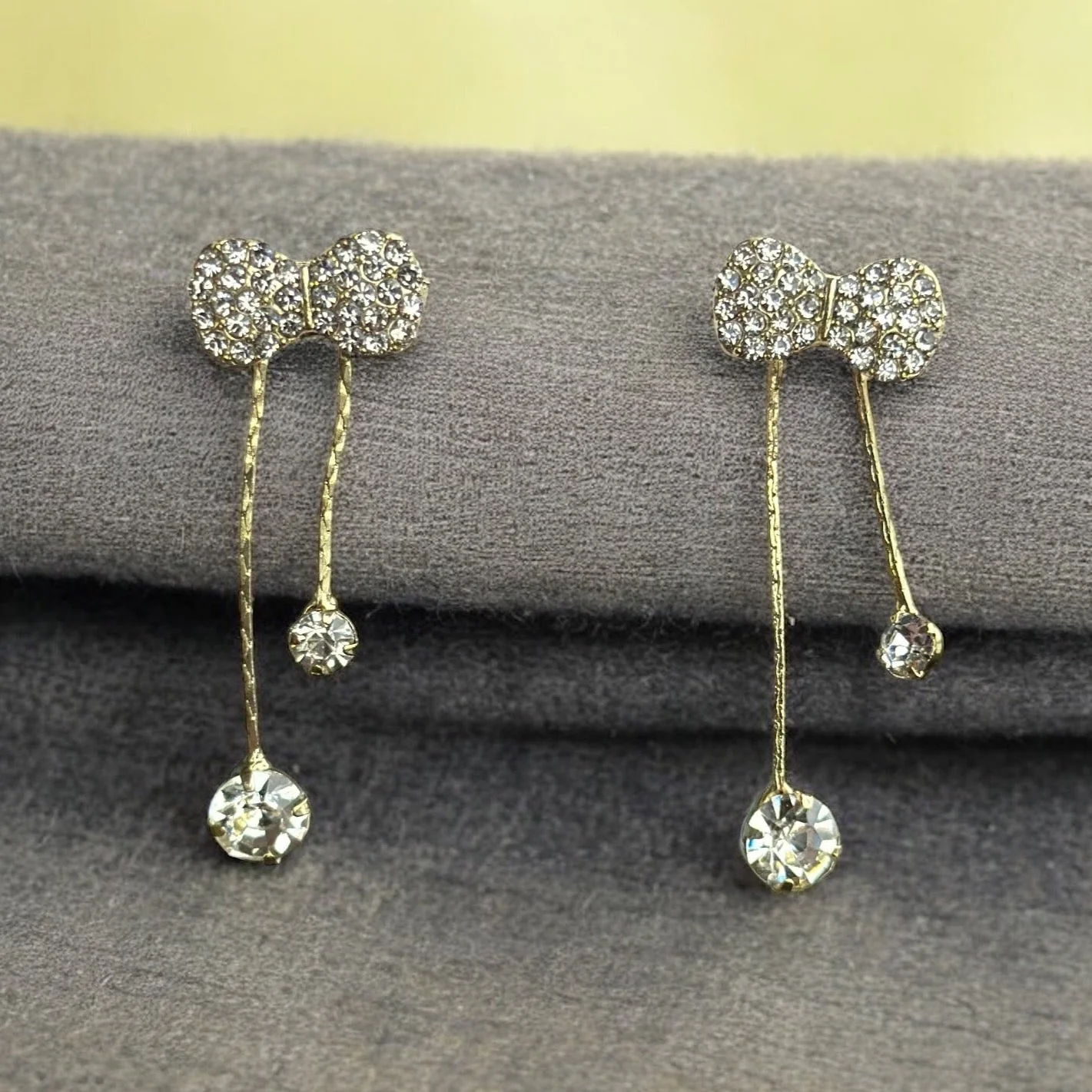 Luminous Silver Bow Drop Earring