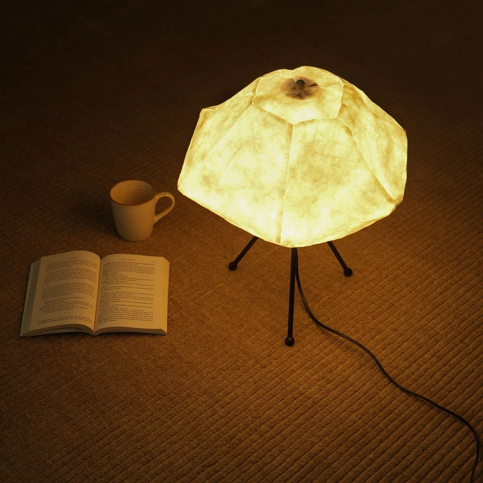 Luna Table Lamp - Modern And Scandinavian Design, Tear-Resistant Lamp Shade, Metal Tripod Legs - Image 4